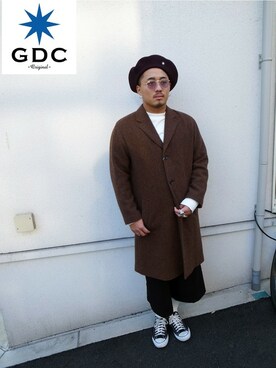 「アイテム（ハンチング/ベレー帽、レッド系）」を使った、GDC LOGISTICS－SHOHEIさん（メンズ・178cm）の冬コーディネート