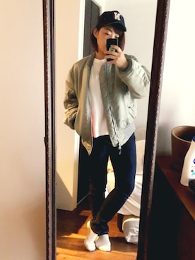 「BLUE BLUE（ブルーブルー）のアイテム（パンツ）」を使った、aochanさん（レディース・155cm）の秋コーディネート