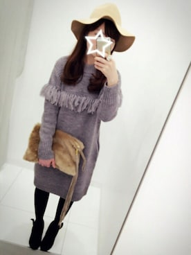 「ツバ広ハット」｜「アイテム（ブーティ）」を使った、yyykrnxxxさん（レディース・159cm）の冬コーディネート