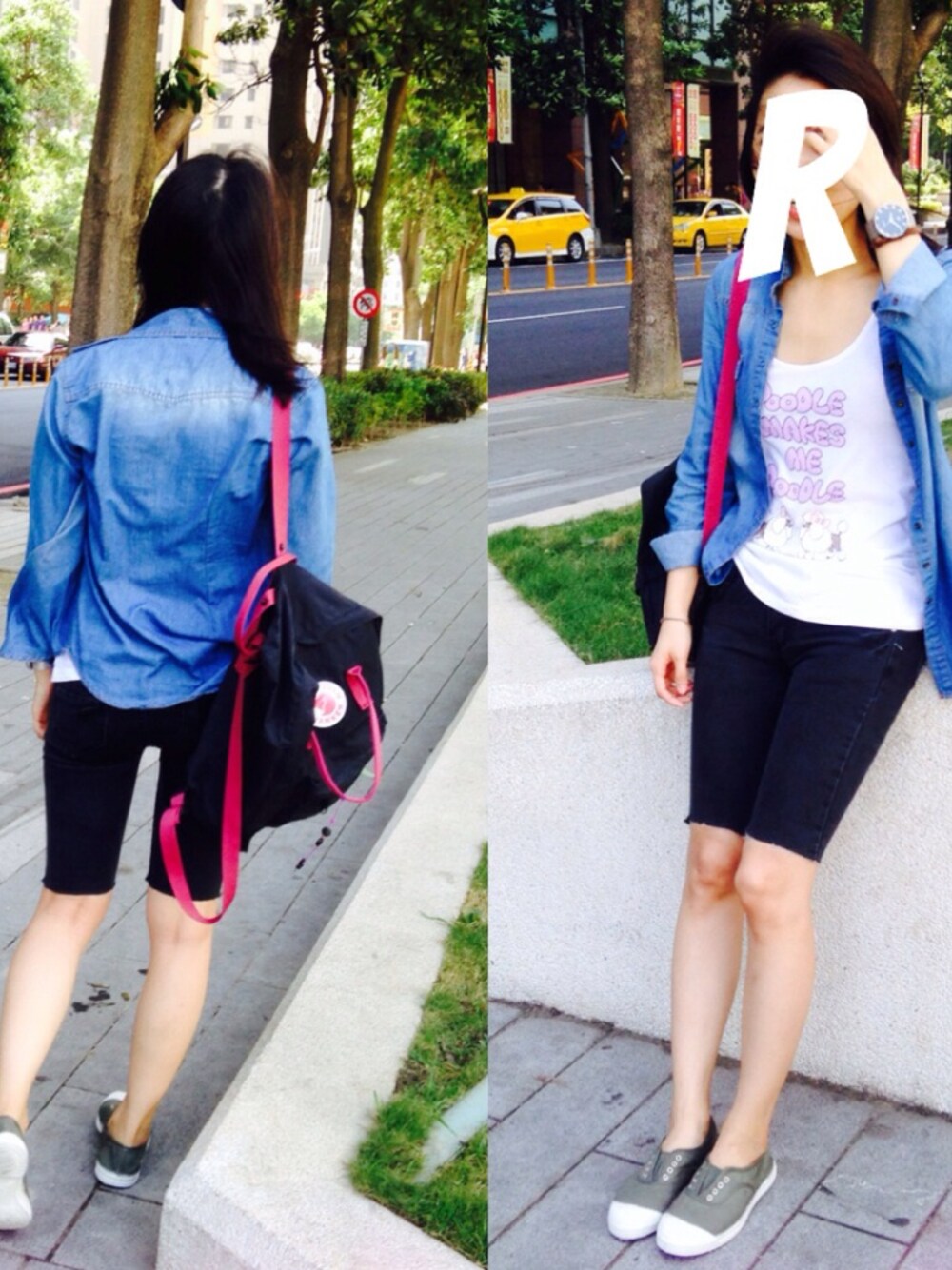 「BENSIMON、today、outfit、look、Lazybone、mooncat、牛仔」｜「bensimonのアイテム（モカシン/デッキシューズ、グリーン系）」を使った、YRさん（レディース・158cm）の秋コーディネートの1枚目の写真