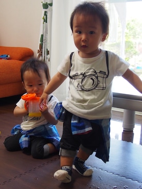 「ブルー x ホワイト」｜yuriyuriさん（キッズ・80cm）の春コーディネート