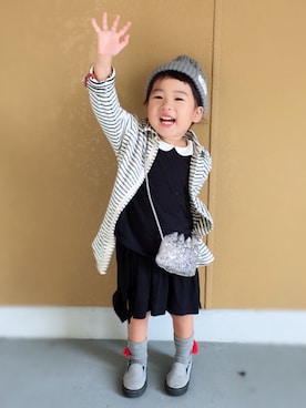 「no brand（ノーブランド）のアイテム（その他シューズ）」を使った、yuicoさん（キッズ・90cm）の秋コーディネート