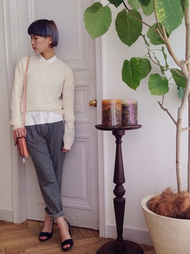 「36Quatre-Neuf」｜「アイテム（トップス）」を使った、矢野 奈浪さん（レディース・160cm）の春コーディネート