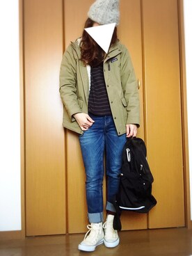「SEVENDAYS=SUNDAY（セブンデイズサンデイ）のアイテム（ニットキャップ/ビーニー）」を使った、saaakiiiiiiさん（レディース・153cm）の冬コーディネート