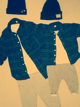 「スウェット×シャツ」｜とりころーるさん（キッズ・80cm）の冬コーディネート