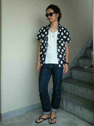 WACKOMARIA ワコマリア　アロハシャツ　半袖　ドット　M コムドットやまと着用】ワコマリア バラ 総柄 花 アロハシャツ