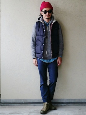 「Penguin（ペンギン）のアイテム」を使った、AKIRAKUBOTAさん（メンズ・171cm）の秋コーディネート