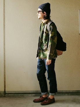 「VINTAGE（ヴィンテージ）のアイテム（モカシン/デッキシューズ）」を使った、AKIRAKUBOTAさん（メンズ・171cm）の春コーディネート