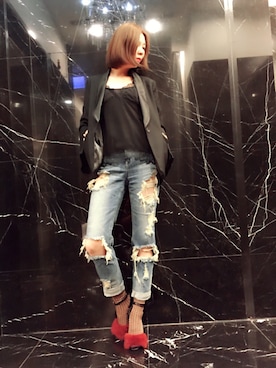「PAMEO POSE（パメオポーズ）のアイテム（テーラードジャケット）」を使った、Elsaさん（レディース・161cm）の秋コーディネート