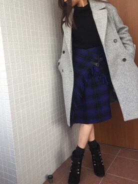 「gray」｜「アイテム（チェスターコート）」を使った、atsukoさん（レディース・163cm）の冬コーディネート