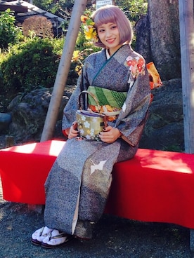 「髪飾り」｜「アイテム（浴衣）」を使った、あんどうななさん（レディース・158cm）の冬コーディネート