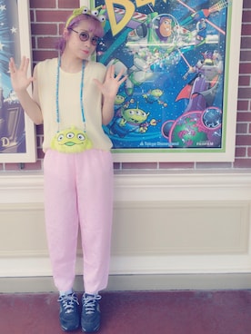 「HUG（ハグ）のアイテム（パンツ）」を使った、あんどうななさん（レディース・158cm）の夏コーディネート