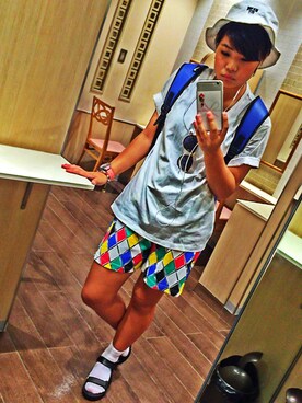 「アイテム（アナログ腕時計、ピンク系）」を使った、きょんしーさん（レディース・162cm）の夏コーディネート