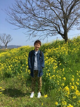 「アイテム（その他、ブラウン系）」を使った、龍也さん（メンズ・170cm）の春コーディネート
