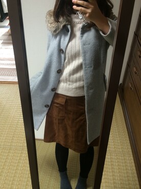 Sakuraさんの「ファー衿Aラインコート」を使ったコーディネート