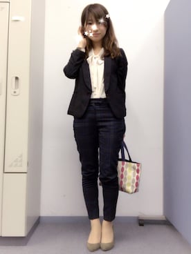 「ボウタイブラウス」｜Kiriさん（レディース・154cm）の秋コーディネート