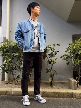 「417 EDIFICE（フォーワンセブンエディフィス）のアイテム（デニムジャケット）」を使った、貴弘さん（メンズ・171cm）の春コーディネート