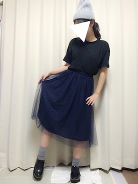 「ひざ丈スカート」｜「アイテム（その他）」を使った、saki＊さん（レディース・152cm）の夏コーディネート