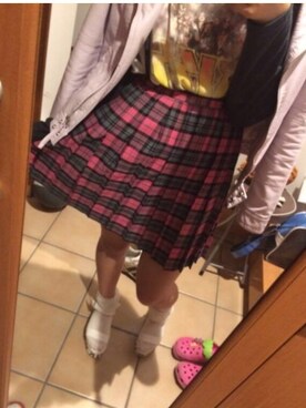 「アイテム（ライダースジャケット）」を使った、ゆにゃもさん（レディース・160cm・10代）の冬コーディネート