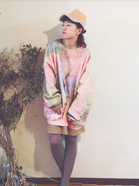 「POTTO（ポット）のアイテム（キャップ）」を使った、千紘さん（レディース・154cm）の冬コーディネート