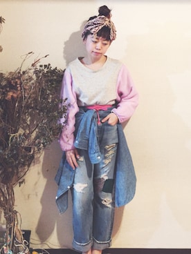 「POTTO（ポット）のアイテム」を使った、千紘さん（レディース・154cm）の春コーディネート