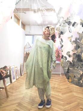 「STOF（ストフ）のアイテム（ワンピース/ドレス）」を使った、千紘さん（レディース・154cm）の春コーディネート