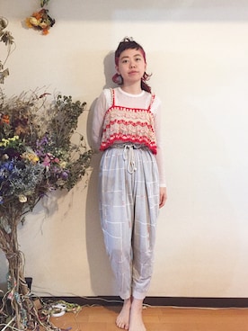 「sneeuw（スニュウ）のアイテム（パンツ）」を使った、千紘さん（レディース・154cm）の春コーディネート