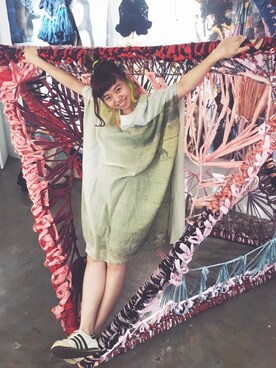 「STOF（ストフ）のアイテム（ワンピース/ドレス）」を使った、千紘さん（レディース・154cm）の夏コーディネート