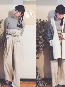 「sneeuw（スニュウ）のアイテム（その他アウター）」を使った、千紘さん（レディース・154cm）の秋コーディネート