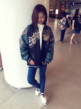 「WEAR」｜「アイテム（スタジャン）」を使った、JRunwayさん（レディース・160cm）の秋コーディネート