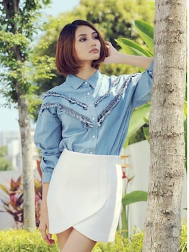 「EMODA（エモダ）のアイテム（シャツ/ブラウス）」を使った、JRunwayさん（レディース・160cm）の春コーディネート