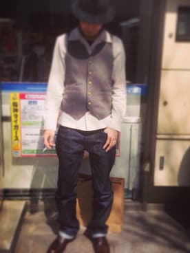「mythography（ミソグラフィー）のアイテム（その他シューズ）」を使った、TA.KU.YA.さん（メンズ・178cm）の春コーディネート