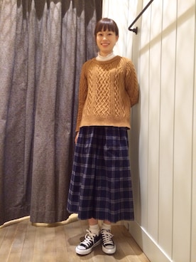「アイテム（トップス、ブラウン系）」を使った、Mamiさん（レディース・162cm）の秋コーディネート
