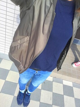 「UNIQLO（ユニクロ）のアイテム（ブルゾン、グリーン系）」を使った、shiinaさん（レディース・163cm）の秋コーディネート