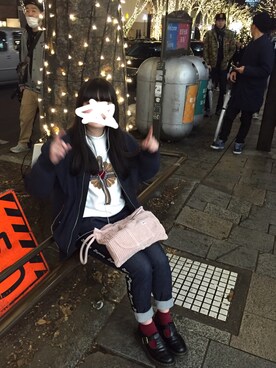 「Lee（リー）のアイテム（クラッチバッグ）」を使った、ちゃんみうさん（レディース・158cm）の冬コーディネート