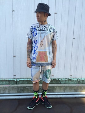 「HUF」｜「アイテム（セットアップ）」を使った、mkt1985さん（メンズ・174cm）の夏コーディネート