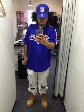「Mitchell&Ness（ミッチェル&ネス）のアイテム（トップス）」を使った、mkt1985さん（メンズ・168cm）の秋コーディネート