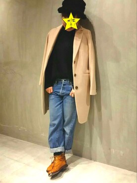 「リーバイス501」｜「アイテム（チェスターコート）」を使った、malonnnnnnnさん（レディース・156cm）の秋コーディネート