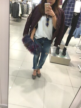 「ファークラッチ」｜「アイテム（ブルゾン）」を使った、Nana...★さん（レディース・157cm）の春コーディネート