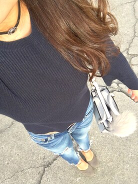 「Ungrid（アングリッド）のフレイドヘムストスリ（デニムパンツ）」を使った、Nana...★さん（レディース・157cm）の秋コーディネート