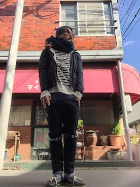 「PULL&BEAR（プルアンドベア）のアイテム（ブルゾン）」を使った、Hiroshi hoshinoさん（メンズ・172cm）の冬コーディネート