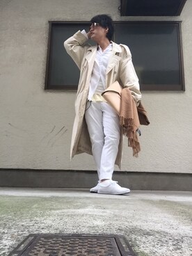「HUGO BOSS（ヒューゴボス）のアイテム（トレンチコート）」を使った、Hiroshi hoshinoさん（メンズ・172cm）の冬コーディネート