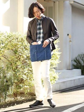 「STUDIOUS（ステュディオス）のアイテム（スニーカー）」を使った、糸魚川 領太さん（メンズ・178cm）の冬コーディネート