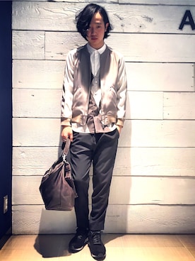「STUDIOUS（ステュディオス）のアイテム（スニーカー）」を使った、糸魚川 領太さん（メンズ・178cm）の春コーディネート