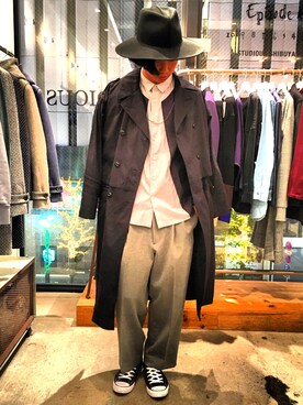「STUDIOUS SELECT(STUDIOUS SELECT)」｜「アイテム（トレンチコート）」を使った、糸魚川 領太さん（メンズ・178cm）の春コーディネート