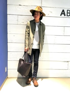 「OURET（オーレット）のアイテム（ブーツ）」を使った、糸魚川 領太さん（メンズ・178cm）の春コーディネート