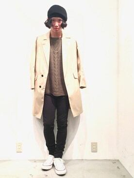 「STUDIOUS SELECT(STUDIOUS SELECT)」｜「アイテム（ハンチング/ベレー帽）」を使った、糸魚川 領太さん（メンズ・178cm）の春コーディネート