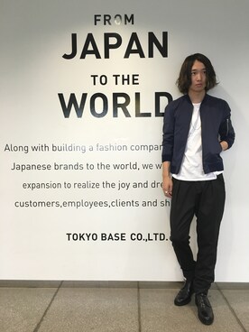 「STUDIOUS SELECT(STUDIOUS SELECT)」｜「アイテム（MA-1）」を使った、糸魚川 領太さん（メンズ・178cm）の夏コーディネート