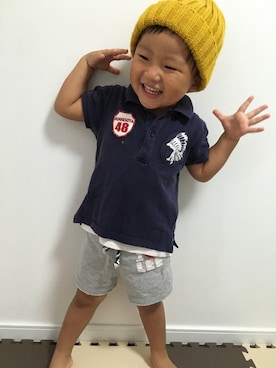 「ショーパン」｜「アイテム（ニットキャップ/ビーニー）」を使った、H  R Kさん（キッズ・100cm）の秋コーディネート