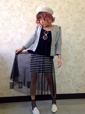 「MURUA（ムルーア）のアイテム（キャミソール、ブラック系）」を使った、あかちゃんさん（レディース・148cm）の夏コーディネート